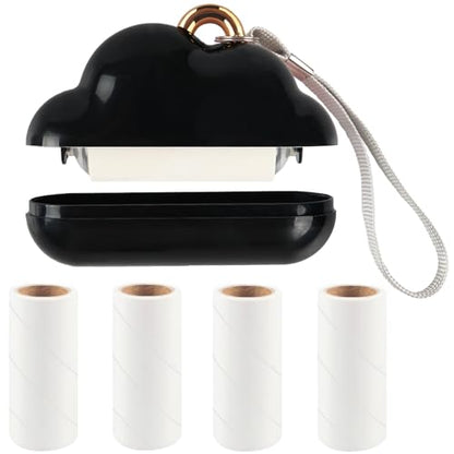 Mini Travel Size Reusable Lint Roller for Clothes & Pets, 150 Refillable Sheets (Black) - color: Black