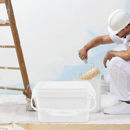 Luxshiny Paint Bucket with Lid 2 Gallon Square Container Large Capacity White Plastic Storage Bucket with Handle Wide Mouth for Easy Pouring Sealed Cover for Home Paint and Chemical Storage
