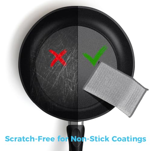 AIDEA Non Scratch Wire Dishcloth 24PK, Upgraded Wire Dishwashing Rag for Kitchen, Dual Sided, Dish Cloths for Washing Dishes, Cleaning Pads Steel Scrubber for Cookware, Sinks, Stove Tops, 7"×8" Grey - color: Grey