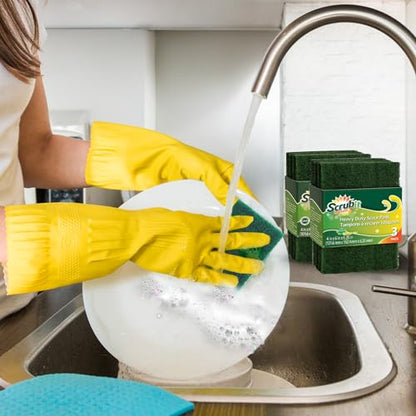 SCRUBIT Scouring Pads - Heavy Duty Scrub Pads for Cleaning Dishes - Non-Scratch - Reusable - Green (100, Green) - color: Green