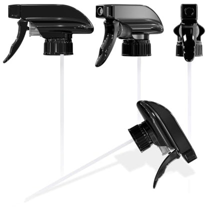 4 Pack Spray Nozzle for Bottles – Replace Broken Sprayers in Seconds with Spray Bottle Nozzle Replacement – Fits 8 Oz & 16 Oz Bottles, Trim-to-Fit Tube, Trigger Sprayer with Mist, Stream & Off Modes - color: Black, size: 4 Pack