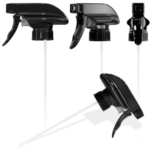 4 Pack Spray Nozzle for Bottles – Replace Broken Sprayers in Seconds with Spray Bottle Nozzle Replacement – Fits 8 Oz & 16 Oz Bottles, Trim-to-Fit Tube, Trigger Sprayer with Mist, Stream & Off Modes - color: Black, size: 4 Pack