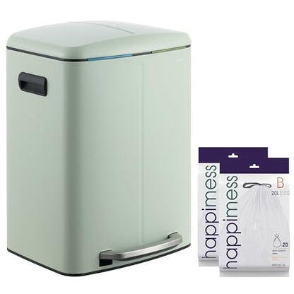 happimess HPM1005E Marco Rectangular 10.6-Gallon Double Bucket Trash Can with Soft-Close Lid, Pistachio Gelato, Fingerprint Resistant, Modern, Minimalistic for Home, Kitchen, Office, Bedroom, Bathroom - color: Pistachio Gelato