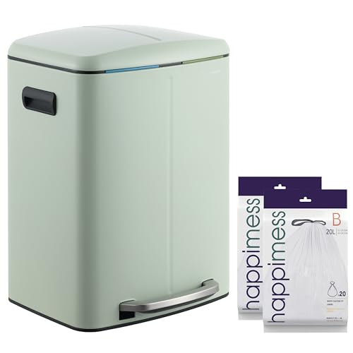 happimess HPM1005E Marco Rectangular 10.6-Gallon Double Bucket Trash Can with Soft-Close Lid, Pistachio Gelato, Fingerprint Resistant, Modern, Minimalistic for Home, Kitchen, Office, Bedroom, Bathroom - color: Pistachio Gelato