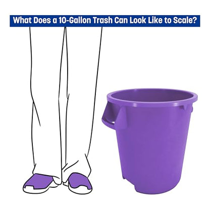 SPARTA Bronco Waste Container Trash Container, Round Trash Bin for Disposal, 10 Gallons, Purple - color: Purple, size: 10 Gallons, (Pack of 1)