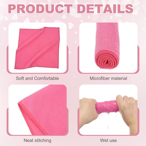 uxcell 10 Pcs Microfiber Cleaning Cloth, Kitchen Towels Reusable Microfiber Towels Highly Absorbent for Household Cleaning Supplies, Kitchen, Bathroom, Pink(Square), 11.8" X11.8 - color: Pink