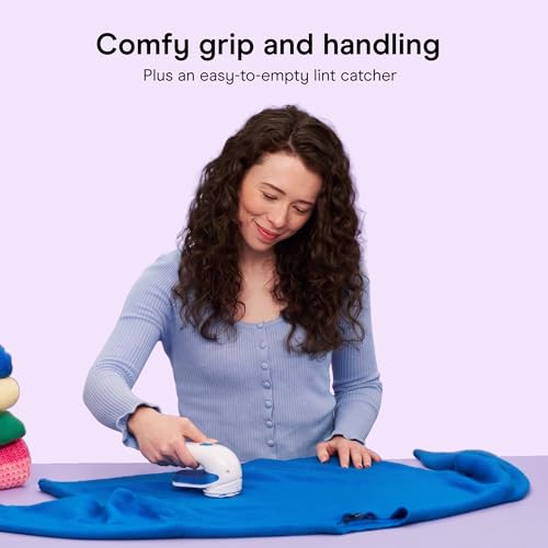 Conair Fabric Shaver and Lint Remover, Battery-Operated Portable Clothes Shaver with 3 Settings, Fuzz Remover for Sweaters, Clothing and Furniture, Large 2-Inch Shaving Head, White | Safely Removes Fuzz and Pilling with 3 Depth Settings for Sweaters and U
