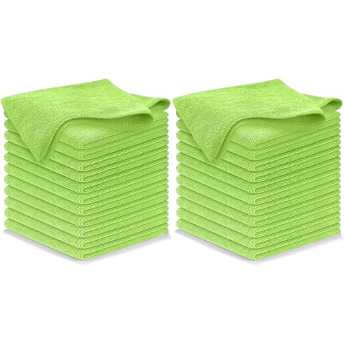 USANOOKS Microfiber Cleaning Cloth Light Green - 24 Pcs 12.5"x12.5" - High Performance - 1200 Washes, Ultra Absorbent Towels Weave Grime & Liquid for Streak-Free Mirror Shine - Car Washing Cloth - color: Light Green, size: Pack of 24