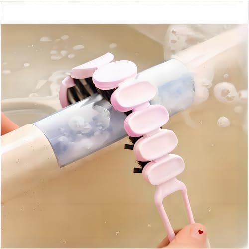 Crevice Cleaning Brush Hard Bristle Grout Brush Scrub Brush Toilet Brush Cleaning Tools Cleaning Supplies for Household Use Bathroom Kitchen 3 Pcs (Black&Pink) - color: Black&pink