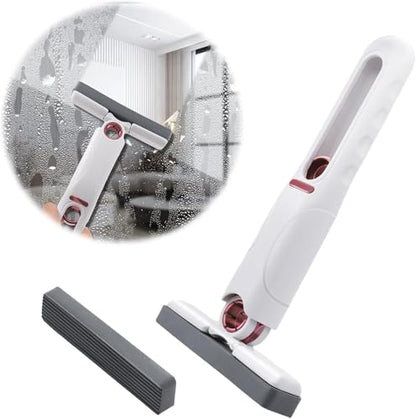 Mcbazel Portable Mini Cleaning Mop, Mini Sponge Mop, Wet and Dry Use Cleaning System, Mini Mop for Bathroom, Kitchen, Desktop, Glass, Living Room, Car (2 Sponge Head + 1 Squeeze Handle)