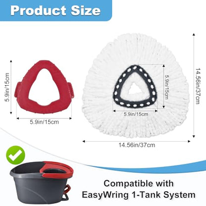 Mop Heads Replacements for Ocedar, Mop Replace Head for O Cedar, Mop Heads for O Cedar, Mop Replace Head for Cedar, Mop Heads for O Cedar Spin Mop Include 2 Pack Mop Refills & 2 Pack Scrubber Mop Head - size: for Ocedar 1 Tank