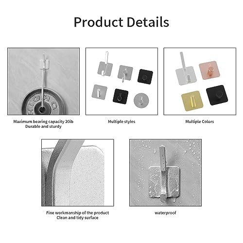 Paoli Heavy Duty Adhesive Wall Hooks, 30 lb Max Load Waterproof Hooks for Bathroom Towels Coats Bags, No Drill Damage-Free for Renters Apartment Dorm, Matte Gold, 4 Pack - color: Gold
