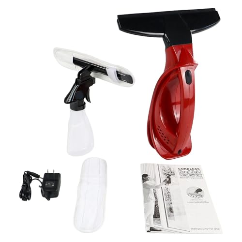 Window Vacuum Squeegee Cordless, Window Vac with Detachable 200ml Water Tank and Strong Suction, Electric Window Cleaning Tool for Window, Mirror, Countertop, Tile