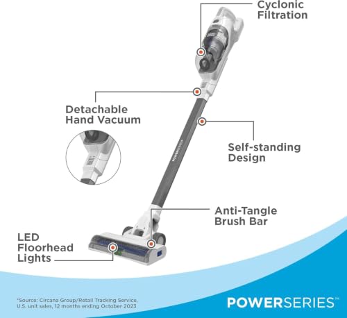 BLACK+DECKER POWERSERIES 16V MAX Stick Vacuum Cordless Rechargeable with LED Lights,Portable Vacuum Cordless, Lightweight, Anti-Tangle, Self-Standing, Multi-Surface, White (BHFEA420J) - style: 16V Vacuum