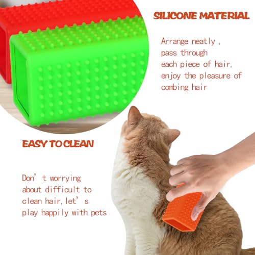 2pcs Pet Dog Cat Hair Remover, Pet Hair Removal Tool, Hollow Cleaner Brush for car，Interior, Furniture, Sofa (red and green) - color: redgreen