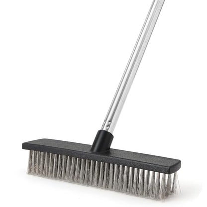 Yocada Stainless Steel Wire Scrub Brush with 65" Long Handle Heavy Duty Outdoor Wire Metal Brush Scrubber Broom for Deck Crack Patio Pavement Sidewalk Driveway Moss Remover