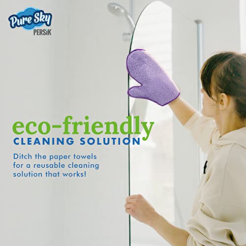 persik Pure-Sky Ultra Microfiber Cleaning Glove – JUST ADD Water No Detergents Needed - 2-in1, Combination for Glass and Multipurpose – Streak Free Magic Window Polishing Glove - Removes Stains, Dust - style: Glass and Multipurpose Glove