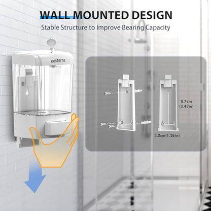 Manual Soap Dispenser, 23.7oz/700ml Wall Mount Soap Dispenser, Large Capacity Kitchen Bathroom Hand Soap Pump, Commercial Refillable Shampoo Shower Gel Lotion Dispenser, White - color: White 700ml