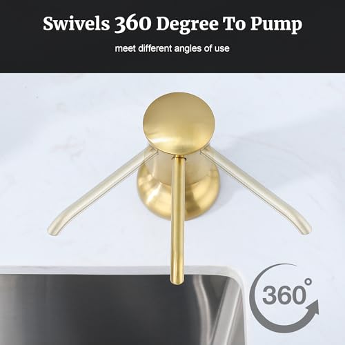 Sink Soap Dispenser for Kitchen Sink Brushed Gold Upgrade with 40" Silicone Kitchen Soap Extension Hose, Connect to Your Soap Bottle Directly - color: Brushed Gold, size: with Tube Kit