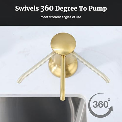Sink Soap Dispenser for Kitchen Sink Brushed Gold Upgrade with 40" Silicone Kitchen Soap Extension Hose, Connect to Your Soap Bottle Directly - color: Brushed Gold, size: with Tube Kit