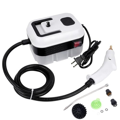 Foandbevi 1200W Handheld Steam Cleaner with 6 Adjustable Levels, 105℃ High-Pressure Portable Steam Cleaning Machine for Car Detailing, Tile Grout, Couch, Mattress, Bed & Home - 6 in 1 Attachments - color: Cream White