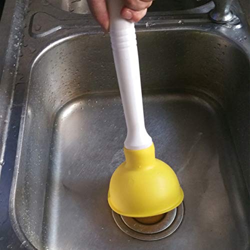 Drain Plunger, Small Hand Force Plumber Helper, Little 4 inch Cup Clog Remover, Tiny Rubber Unclogger in 9" Short Handle for Kitchen Sink, Bathroom Toilet, Shower Bath Tub (Green + Yellow) - color: Green + Yellow