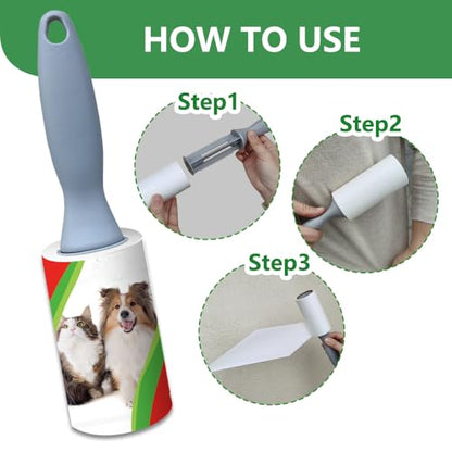 Pet Hair Lint Rollers, 3 Pack, 90 Sheets Each– Reusable Sticky Roller for Pet Hair, Cat & Dog Hair Remover, Lint Remover, Pet Hair Remover for Furniture, Clothing & Cars - size: 3 pcs - 270 Sheets