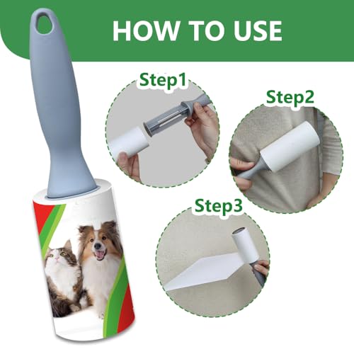 Pet Hair Lint Rollers, 3 Pack, 90 Sheets Each– Reusable Sticky Roller for Pet Hair, Cat & Dog Hair Remover, Lint Remover, Pet Hair Remover for Furniture, Clothing & Cars - size: 3 pcs - 270 Sheets