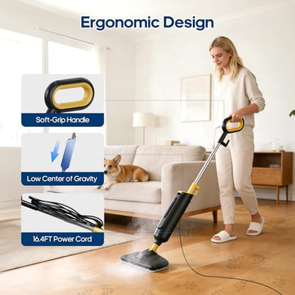 Steam Mop for Floor Cleaning with 2 Washable Pad, 30s Quick-Heating, Lightweight Floor Steamer Cleaner Mop for Hardwood, Tile, Laminate Floors，Carpet