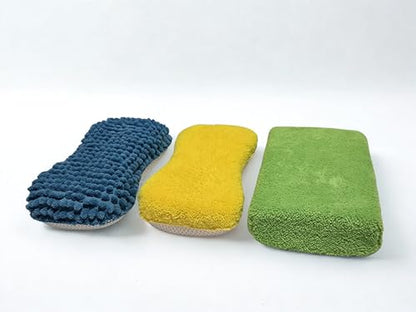Large Microfiber Car Wash Sponge,2 Pack-Non-Scratch Reusable Heavy Duty Cleaning Pad for Cars,Trucks & SUVs.Also Ideal for Kitchen,Dishes & Household Cleaning.
