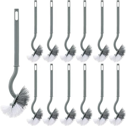 FoldTier 12 Pcs Curved Toilet Bowl Brush Bulk Bathroom Deep Cleaning Toilet Cleaner Scrubber Without Holder Handle Curved Brush Hanging Under Rim Household Cleaning for Bathroom(Gray) - color: Gray