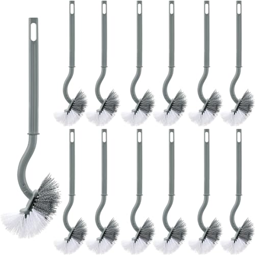 FoldTier 12 Pcs Curved Toilet Bowl Brush Bulk Bathroom Deep Cleaning Toilet Cleaner Scrubber Without Holder Handle Curved Brush Hanging Under Rim Household Cleaning for Bathroom(Gray) - color: Gray