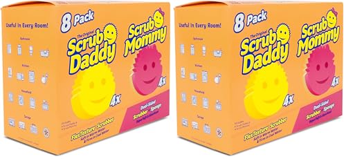 Scrub Daddy 4 Scrub Daddy Sponges & 4 Scrub Mommy Kitchen Sponges - Scratch-Free for Dishes & Multipurpose Cleaning - BPA Free & Made with Polymer Foam - Stain & Odor Resistant (16 Pack) - size: 8 Count (Pack of 2)