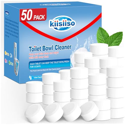 KIISIISO Toilet Bowl Cleaner Tablets 50 PACK, Automatic Bleach Toilet Tank Cleaners, Bathroom Long-Lasting Freshness, Slow-Releasing Powerful Deodorizing & Descaling - size: 50 Count (Pack of 1)