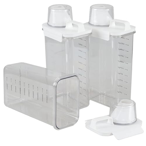 3-Pack 78 OZ Plastic Liquid Laundry Detergent Dispenser, Clear Laundry Detergent Dispenser for Powder, Beads, Fabric Softener, Bleach