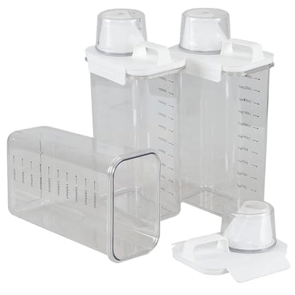 3-Pack 78 OZ Plastic Liquid Laundry Detergent Dispenser, Clear Laundry Detergent Dispenser for Powder, Beads, Fabric Softener, Bleach