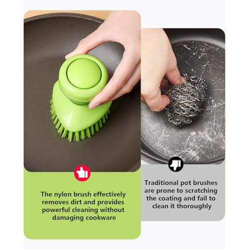 Dish Brush - Soap Dispenser Scrubber | Dishwasher Brush with Built-in Soap Dispenser and Holder, Ideal for Cleaning Pots, Pans, Sinks, Stoves, Utensils