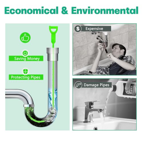 Longer Drain Clog Remover Sink Snake: 3 Pcs Hair Remover Tools for Shower Bath and Bathtub（25in Longer Size）