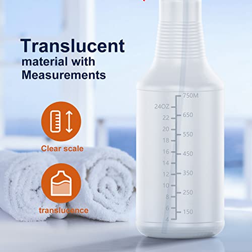Veco Spray Bottle (5 Pack,32 Oz) with Measurements and Adjustable Nozzle(Mist & Stream Mode), HDPE Plastic Spray Bottles for Cleaning Solution, Household/Commercial/Industrial Use, No Leak and Clog - size: 32 oz 5Pack