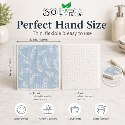 10 PCS Leaf Print Swedish Dishcloths for Kitchen 100% Biodegradable, Reusable Cellulose Sponge Cloths Ultra Absorbent, Eco Friendly Cleaning Towels Dishcloths for Washing Dishes & General Cleaning - color: 10 Pcs-leaf Print