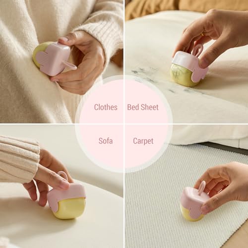 Mini Lint Roller,Washable Sticky Roller Reusable Lint Remover Portable Pet Hair Remover for Clothes,Travel Household (Pink) - color: Pink
