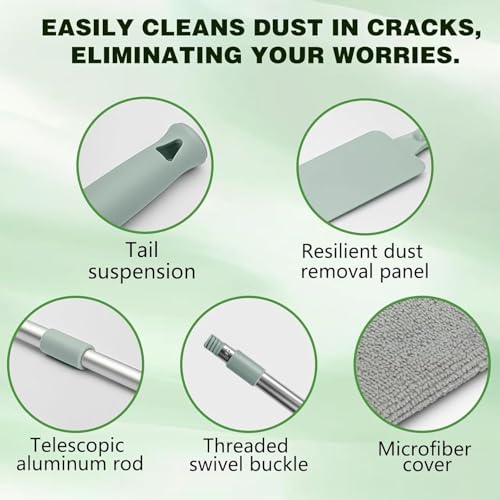 Retractable Gap Dust Cleaner Cleaning Tools with 2 Microfiber Dusting Cloths, Flat Duster Withextension Pole, Used for Cleaning Sofas, Sofa Beds, and Under Furniture (2 Dust Removal Cloth) - color: 2 Dust Removal Cloth