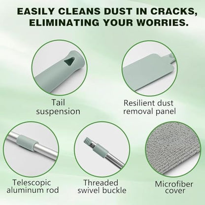Retractable Gap Dust Cleaner Cleaning Tools with 2 Microfiber Dusting Cloths, Flat Duster Withextension Pole, Used for Cleaning Sofas, Sofa Beds, and Under Furniture (2 Dust Removal Cloth) - color: 2 Dust Removal Cloth