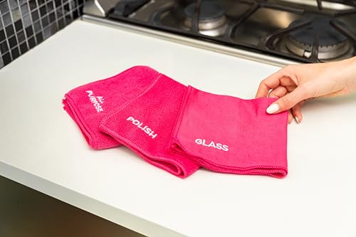 Stardrops The Pink Stuff Miracle Microfibre Cloth Collection – All-Purpose, Glass, and Polish Cleaning Cloths for a Streak-Free Shine (9-Pack) - size: 9 Count