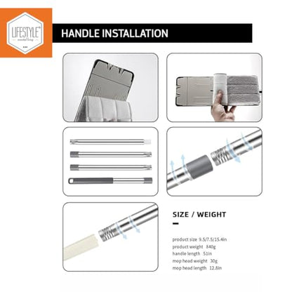 Lifestyle Rectangular Flat Mop with Microfiber Cleaning Pads, Lightweight Adjustable Handle, Easy-to-Use Floor Mop for Hardwood, Tile, Laminate, Vinyl, and Sealed Floors