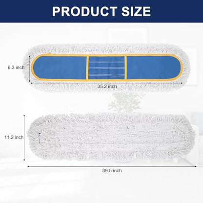 36" Commercial Dust Mop Replacement Heads,2 Pack Reusable Industrial Dust Mop Pads, Washable Cotton Dust Mop Refill for Floor Cleaning & Janitorial Supplies,Only Fits:B0D7MLVMZT,B0DZ2HZD35,B0FHHLCXZ9 - size: 36" Replacement Pads (2-Pack)