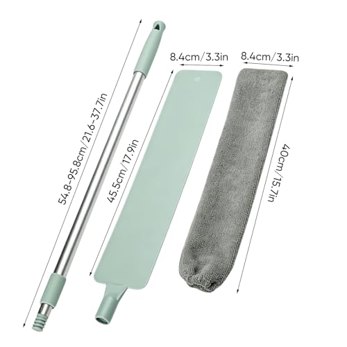 Sakerplus Baseboard Cleaner Tool with Handle Duster with Extension Pole, Bendable Microfiber Dusting Wand, Under Appliance Crevice Dust Remover for Sofa, Cabinet Top and Fan Gaps (1)