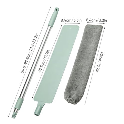 Sakerplus Baseboard Cleaner Tool with Handle Duster with Extension Pole, Bendable Microfiber Dusting Wand, Under Appliance Crevice Dust Remover for Sofa, Cabinet Top and Fan Gaps (1)