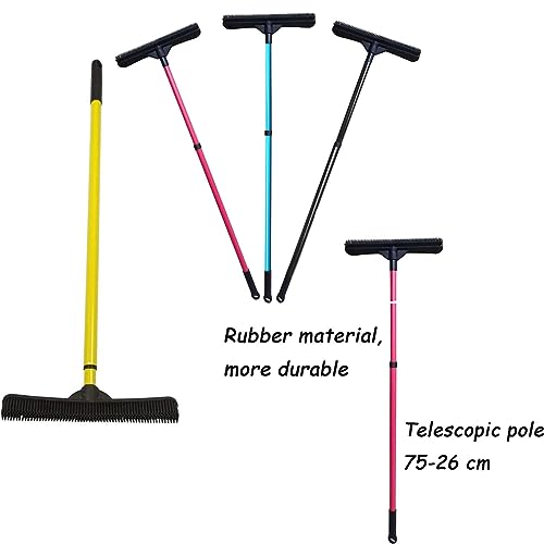 Pet Hair Remover Broom, Multifunctional Magic Broom, Rubber Broom Pet Hair Remover, Heavy Duty Pets Hairs Remove, Pets Hairs Removal Brooms for Carpets/Mats/Couch, Retractable (Black) - color: Black