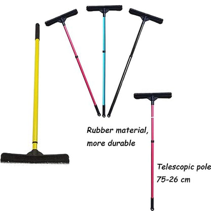 Pet Hair Remover Broom, Multifunctional Magic Broom, Rubber Broom Pet Hair Remover, Heavy Duty Pets Hairs Remove, Pets Hairs Removal Brooms for Carpets/Mats/Couch, Retractable (Black) - color: Black